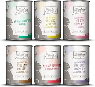 MjAMjAM - Premium Nassfutter für Katzen - Mixpaket 6 für deine Katze, 6er Pack (6 x 400 g), getreidefrei mit extra viel Fleisch product image