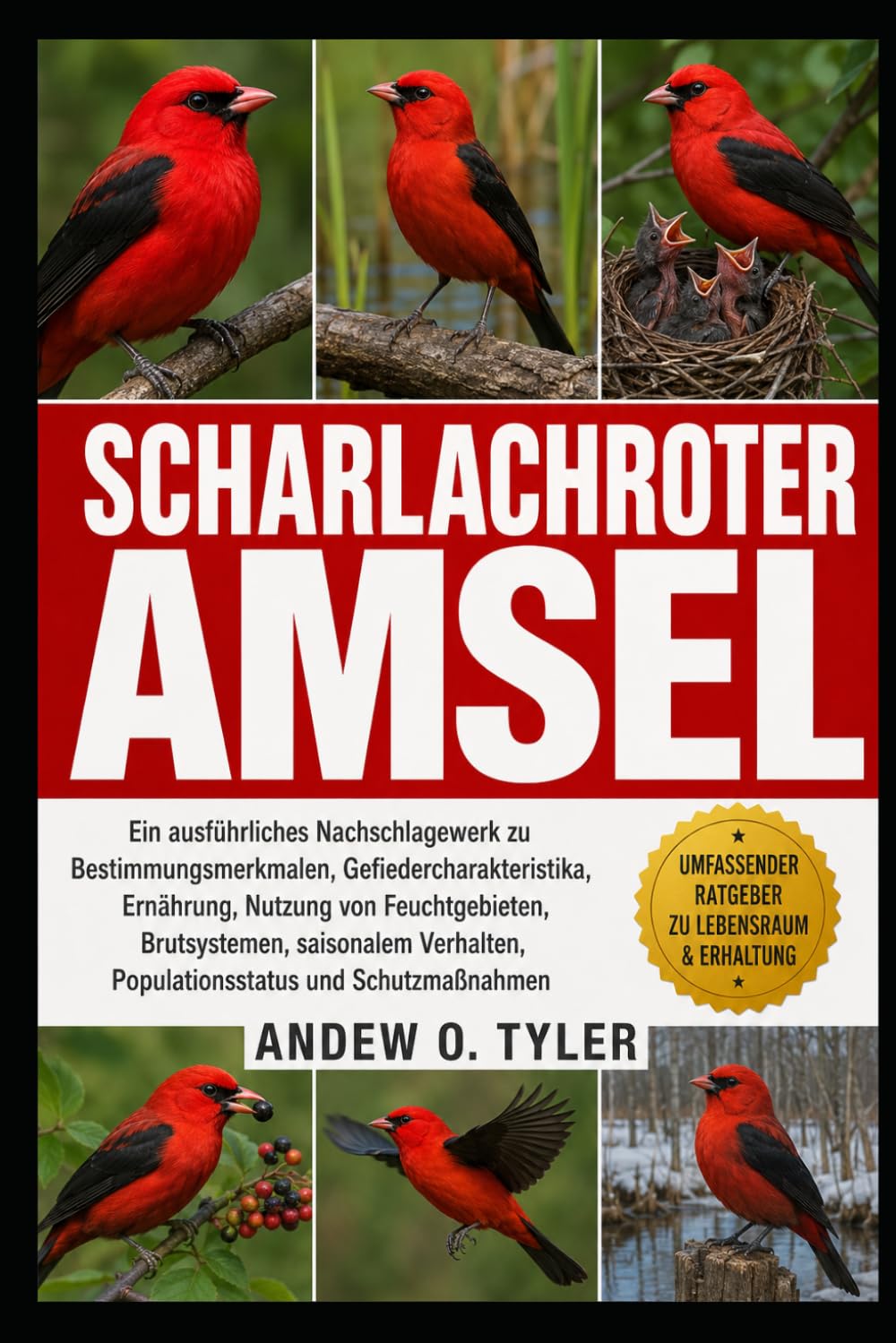 SCHARLACHROTER AMSEL: Ein ausführliches Nachschlagewerk zu Bestimmungsmerkmalen, Gefiedercharakteristika, Ernährung, Nutzung von Feuchtgebieten, ... Populationsstatus und Schutzmaßnahmen