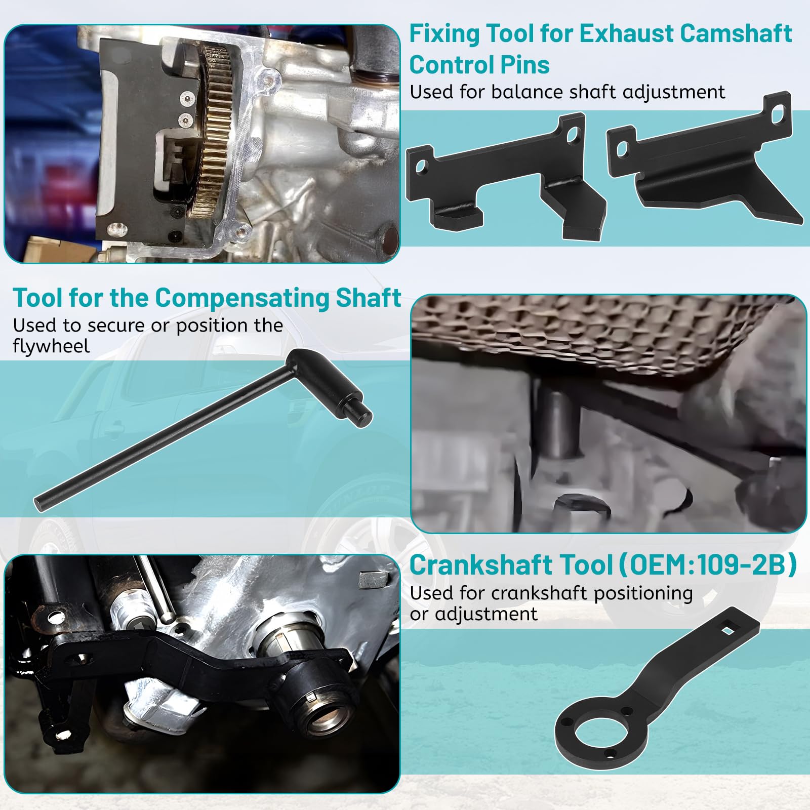 lalago 8pzs Herramienta de Correa de Distribucion de Motor, Correa Dentada, Herramientas de Ajuste de Motor de Gasolina Compatible con Peugeot, Opel, PSA, Citroën, Toyota 1.0/1.2 VTi 108 208 308 2008