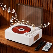 CD Player Portable for Home with Bluetooth, Hi-Fi Dual Speakers, Remote Control, Desktop Retro CD Music Players for Kids & Adults, Support USB/AUX/Type-C Playback, Ideal Nostalgic Decor Gift