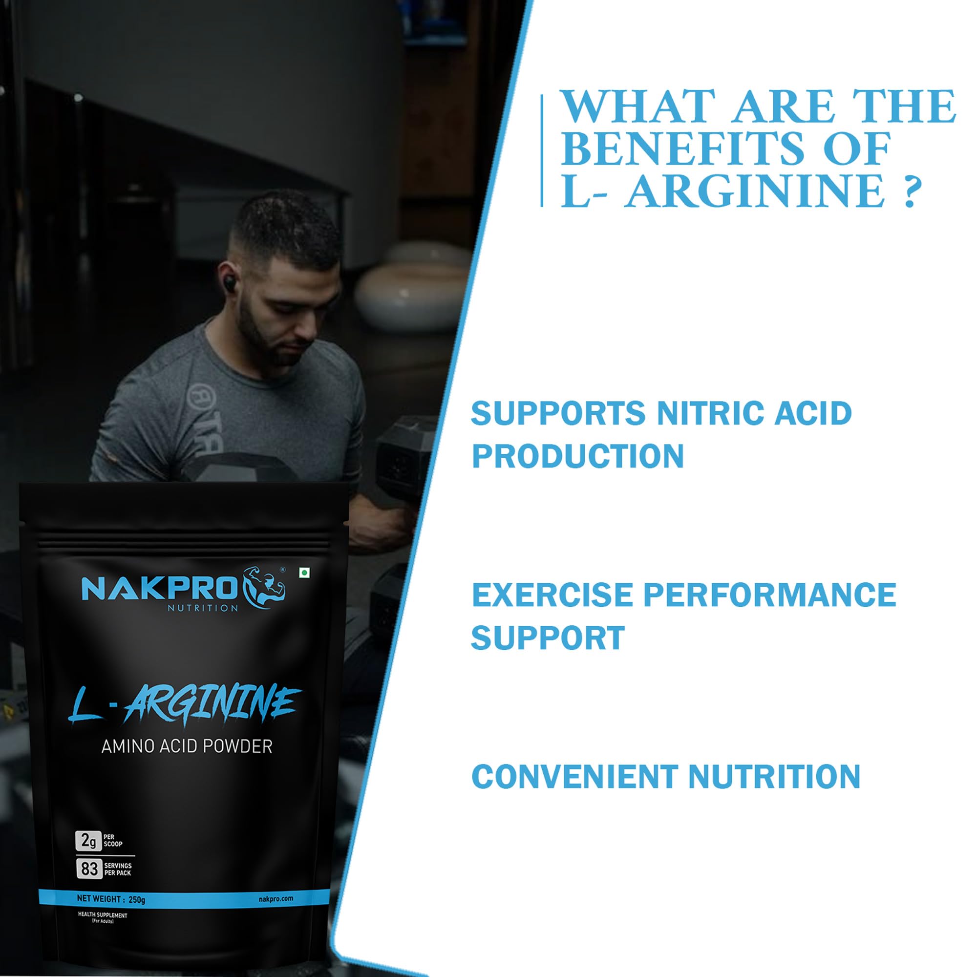 NAKPRO NUTRITION L-Arginine | 100g, TangyOrange | 2g L-Arginine, 1.8kcal Energy | Pre Workout Amino Acid 1