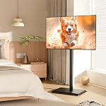 Tourneaux TV Support pour TV 32-60 pouces, réglable en hauteur TV Mont avec base stable, cales 88 lbs, Position fixe pour salon, Chambre, Home Office Noir