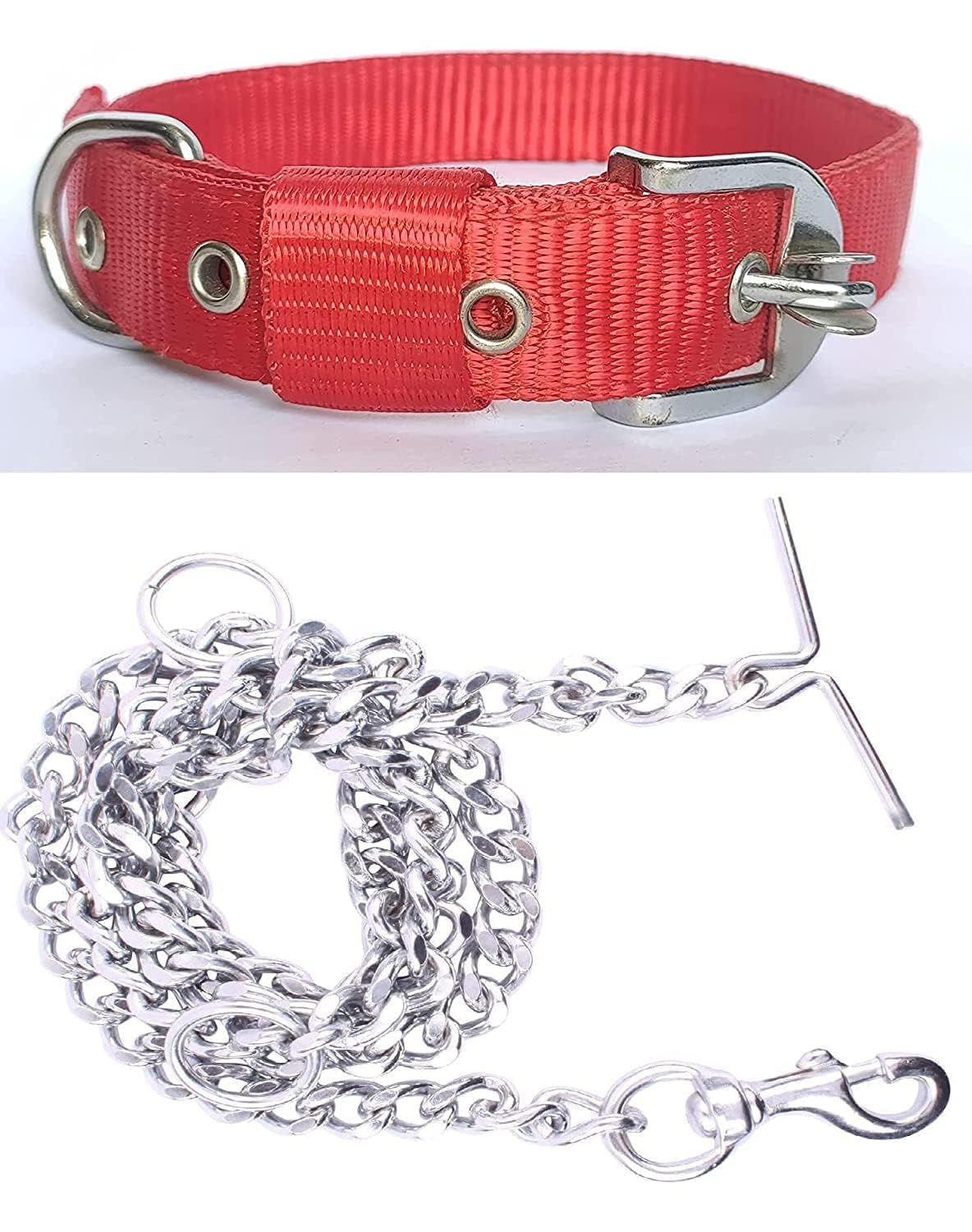 DRK Shopmart Dog Belt Combo of Nylon Red Dog Collar with Heavy Dog Chain Lengthy Dog Collar Chain Suitable for Large Breeds Dogs (Red) (B0CN9FCVCL) Amazon Price History, Amazon Price Tracker