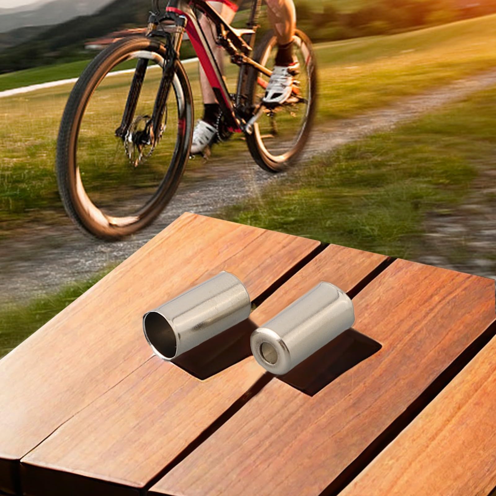 NINMORTH Kupfer-Bremskabelende, 5 mm, Aderendhülsen, 50 Stück, für Fahrradgehäuse, Mountainbike, Rennrad, Silber Sport & Freizeit