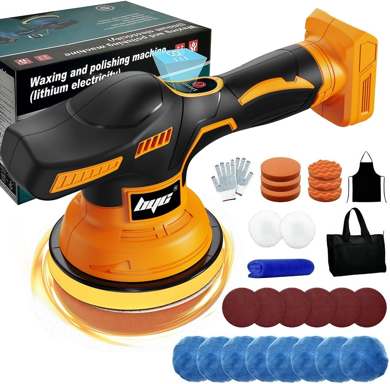 Cordless Car Buffer Polisher for Dewalt 20V Battery, 6 Inch Portable Orbital Buffer Polisher Kit, 8 Variable Speed Car Polisher for Car Detailing/Polishing/Waxing (Battery Not Include)