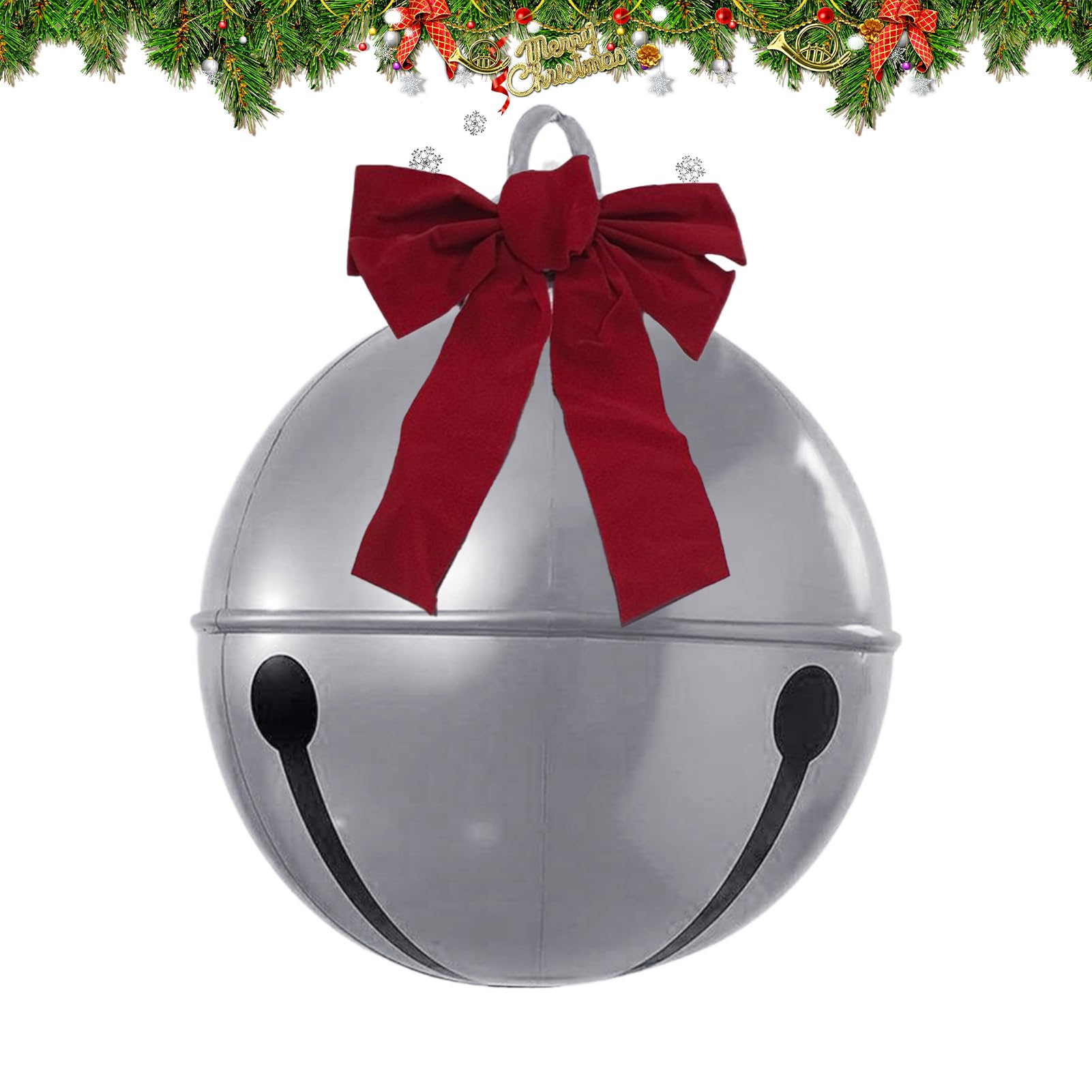 Boules de Noël gonflables extérieures anti-vent et pluie, décorations de fête avec nœud