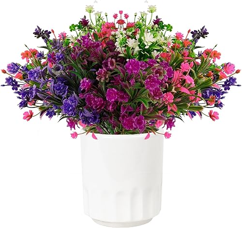 Miniatura 6 de Elexclink - 10 paquetes de flores artificiales para exteriores, resistentes a los rayos UV, hojas de eucalipto de laurel, plantas de plástico
