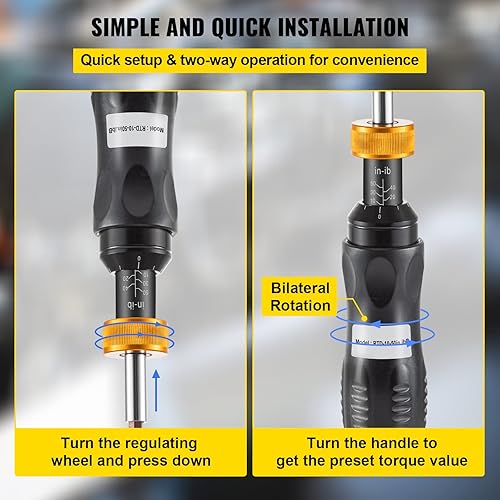 Miniatura 5 de VEVOR Juego de llaves de destornillador dinamométrico de 14", rango de ajuste de par de 10-50 pulgadas-libras, rango de par preciso de  5%,