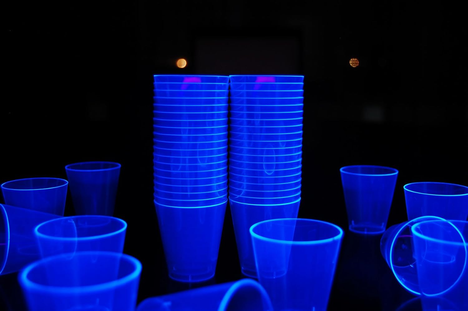 DirectGlow 2oz Neon UV Blacklight Reactive Glow Party Shot Glasses (300-Count, Blue)