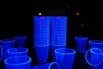 DirectGlow 2oz Neon UV Blacklight Reactive Glow Party Shot Glasses 100-Count, Blue