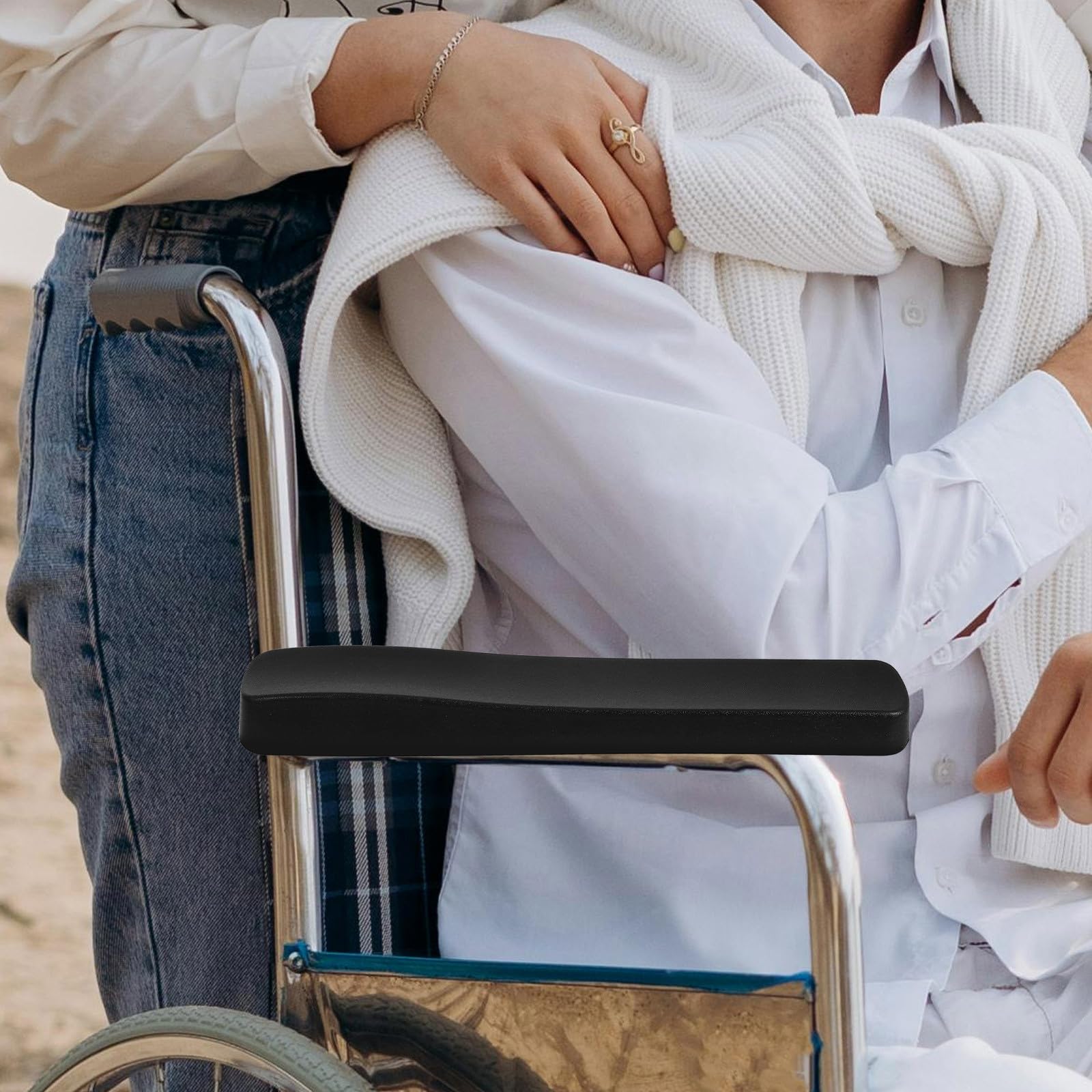 ibasenice 1par Reposabrazos para Silla de Ruedas Acolchado de Espuma Pu Cómodo Resistente al Agua y Fácil de Limpiar Almohadillas de Reemplazo Ergonómicas para Descanso de Codo Instalación