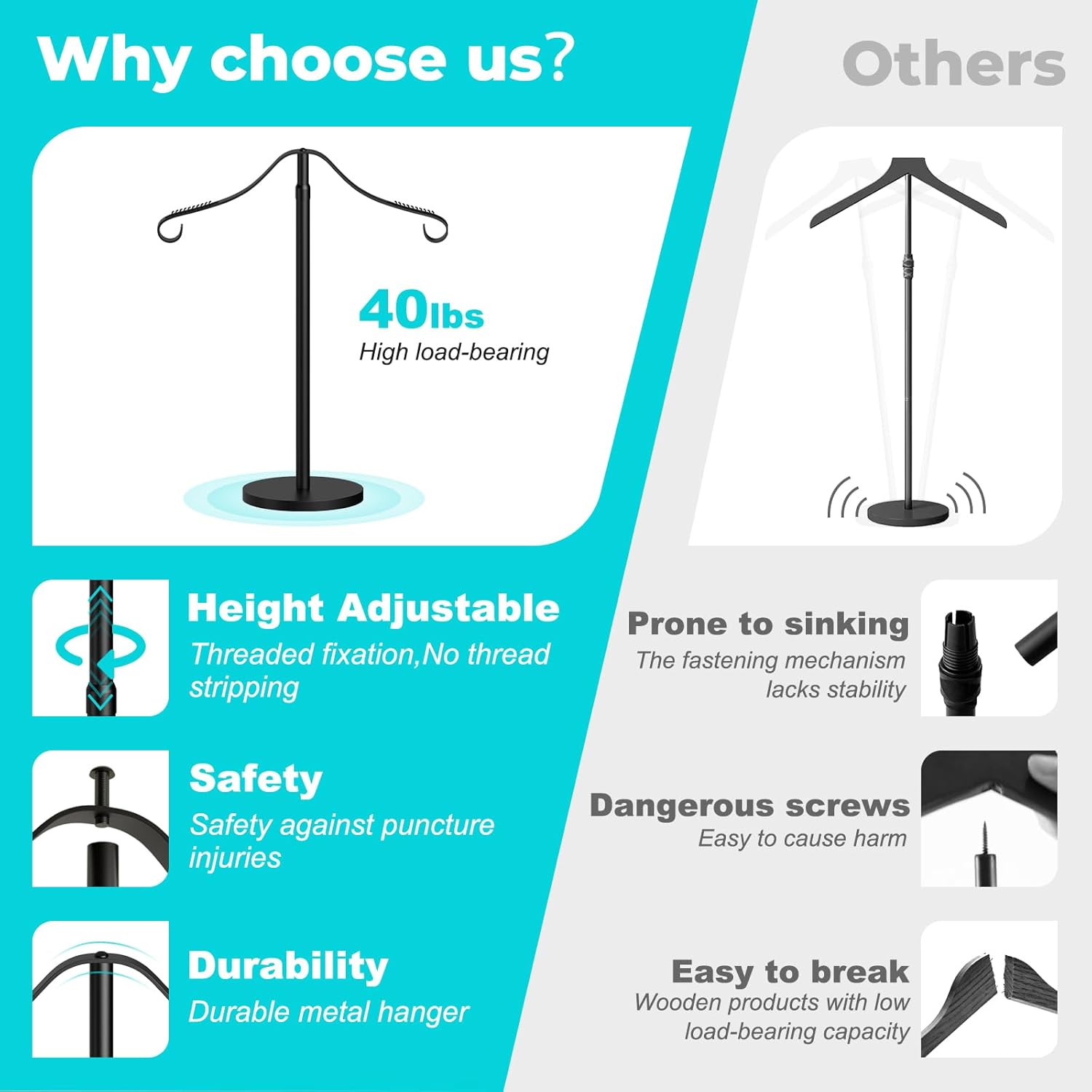 Reusable Shirt Display Stand-Mannequin Torso Tshirt Display Stand for Retail/Vendors,18-33" Adjustable Dress Form Mannequin Stand Clothes Rack,Portable Holder Jacket Coat Hanger,All Metal/Black/2 Pack