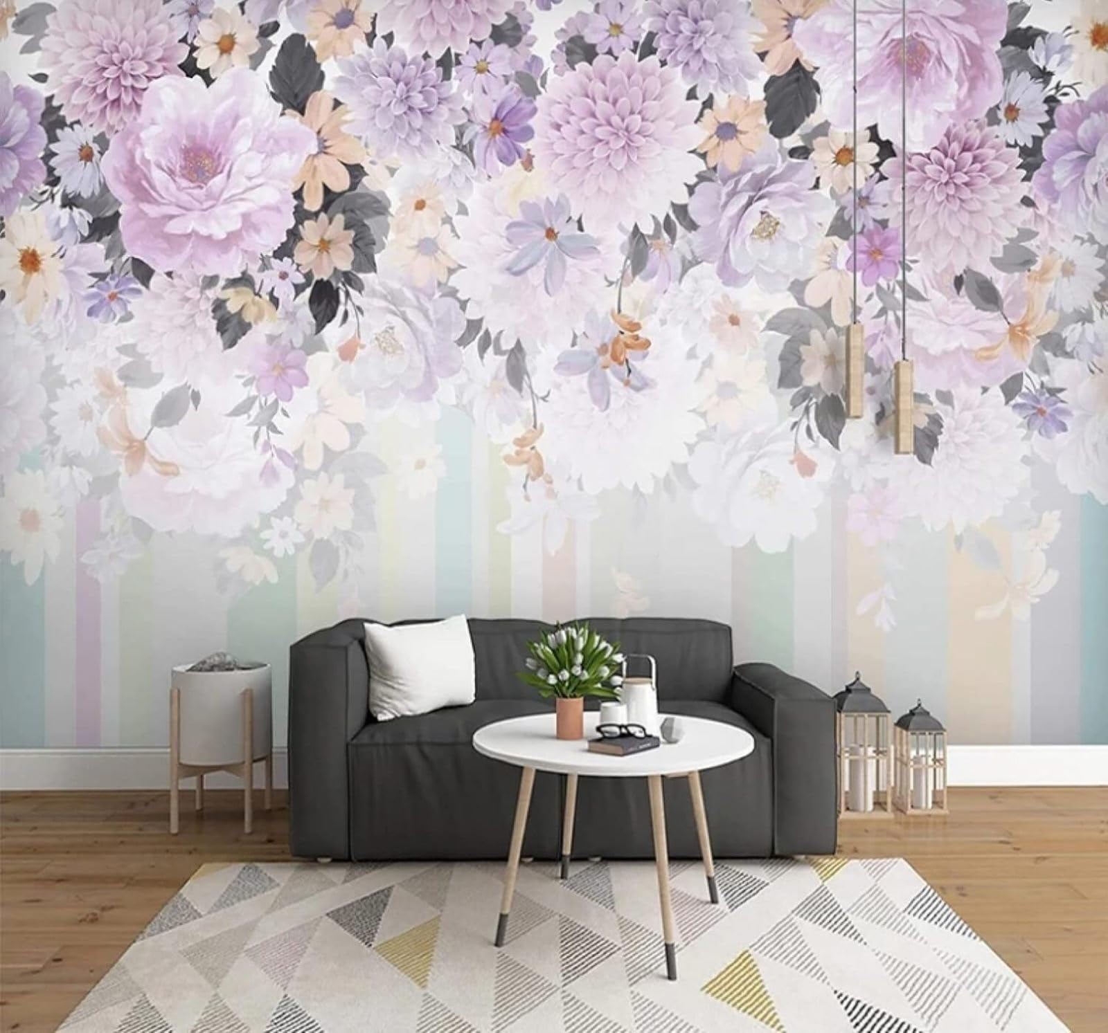 Three Dimensional Hand Drawn Beautiful Watercolour Floral 3D Wallpaper Easy Install Feature Office Living Room Sofa Bedroom TV Background Wall Decoration-400cm×280cm