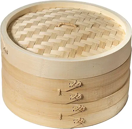 JOYCE CHEN 2-Tier Bamboo Steamer Baskets, 10-Inch