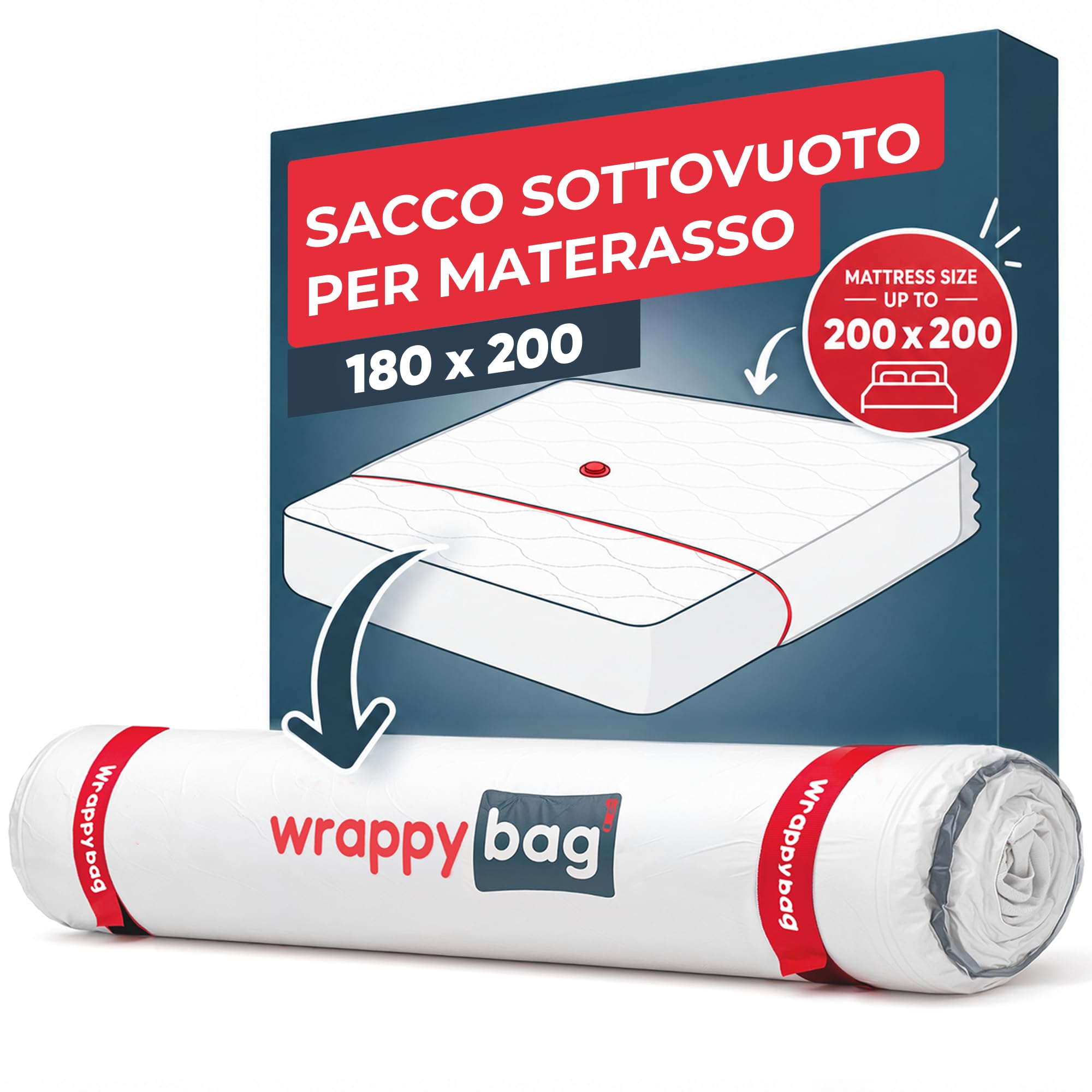 Wrappybag Sacco Sottovuoto Materasso - Custodia per Trasloco 180x200