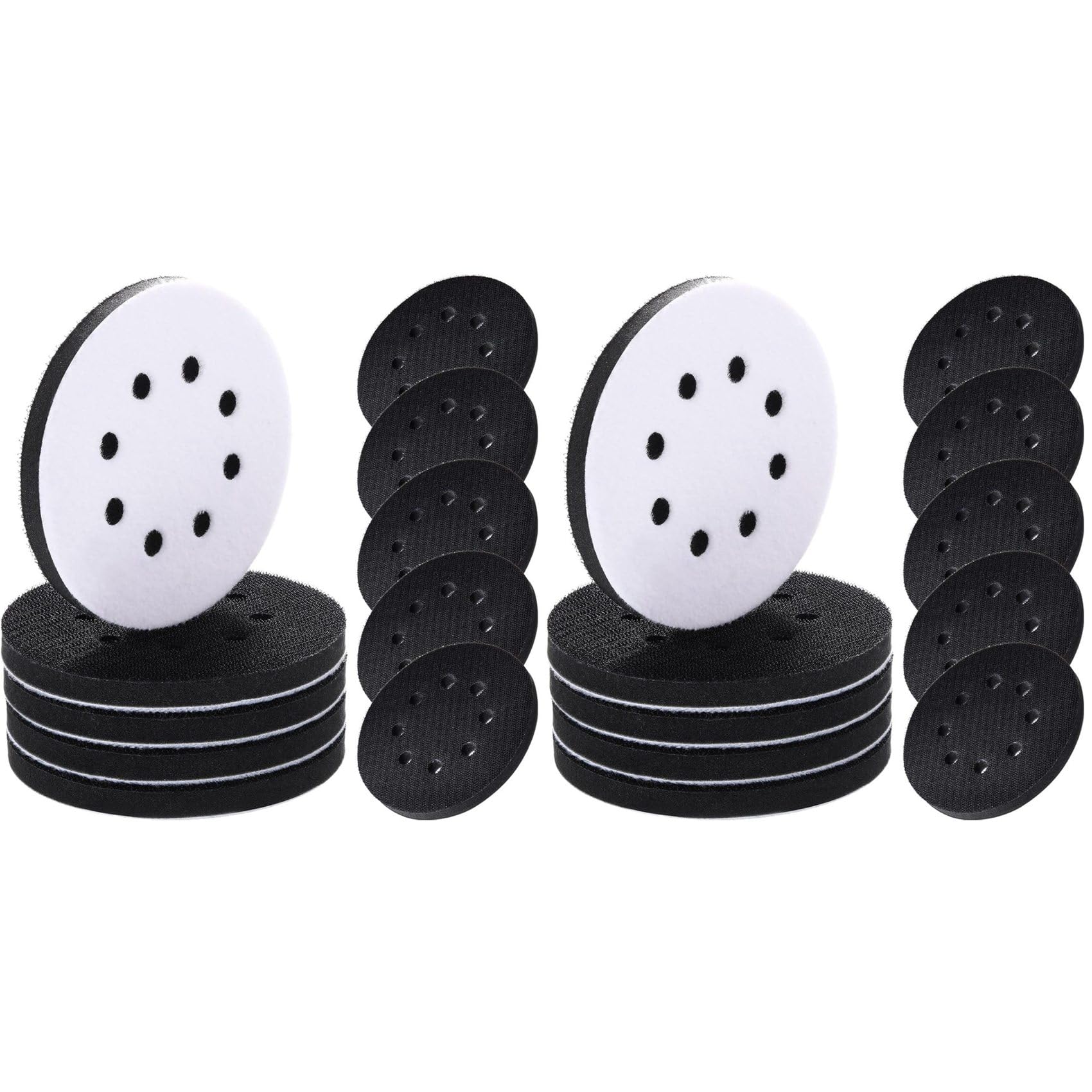 Jnchdghwa 20 Pcs Soft Density Interface Pads 5inch 8 Holes Hook and Loop Sponge Cushion Buffer Backing Pad Sanding Interface Pad