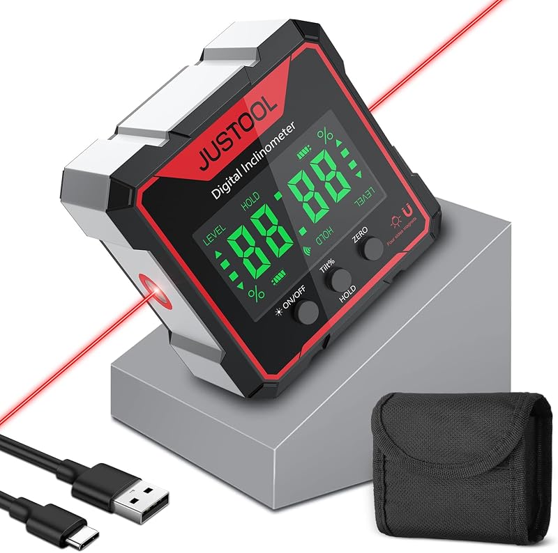 JUSTOOL Digital Angle Finder Magnetic Angle Gauge with Electronic Laser