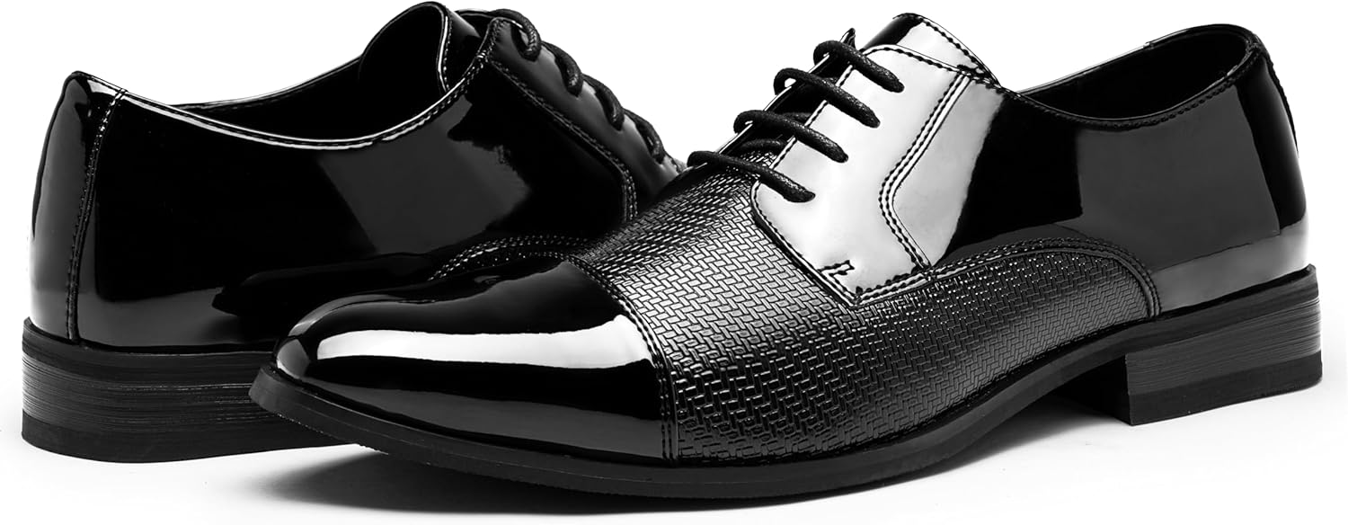 Jousen Mens Dress Shoes Tuxedo Patent Oxford Classic Comfortable Dress Shoes for Men - Image 6