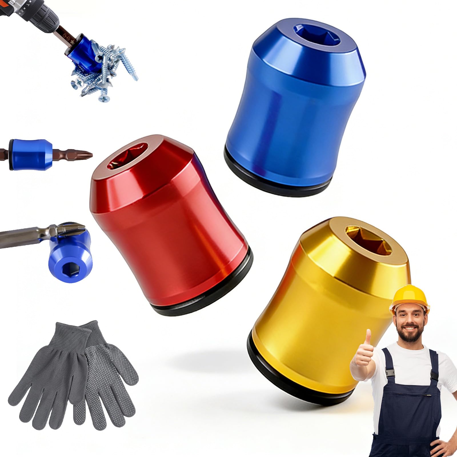 Magnetizer & Demagnetizer Tool Set, 2026 New Drill Magnetic Bit Holder, Strong Magnetic Screw Ring for 1/4" Hex Bits, Universal Magnetizers for Drills & Screwdrivers, Fast Magnetizing (E-1)