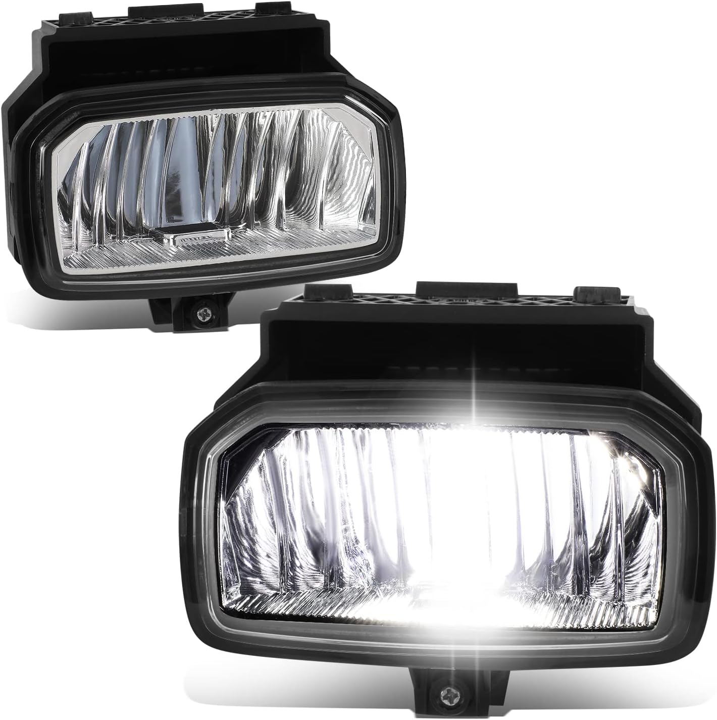 DNA MOTORING FL-HAY-017-CH Pair of Full LED Reflector Fog Lights Compatible with 2018-2022 International LT625, Chrome Housing/Clear Lens