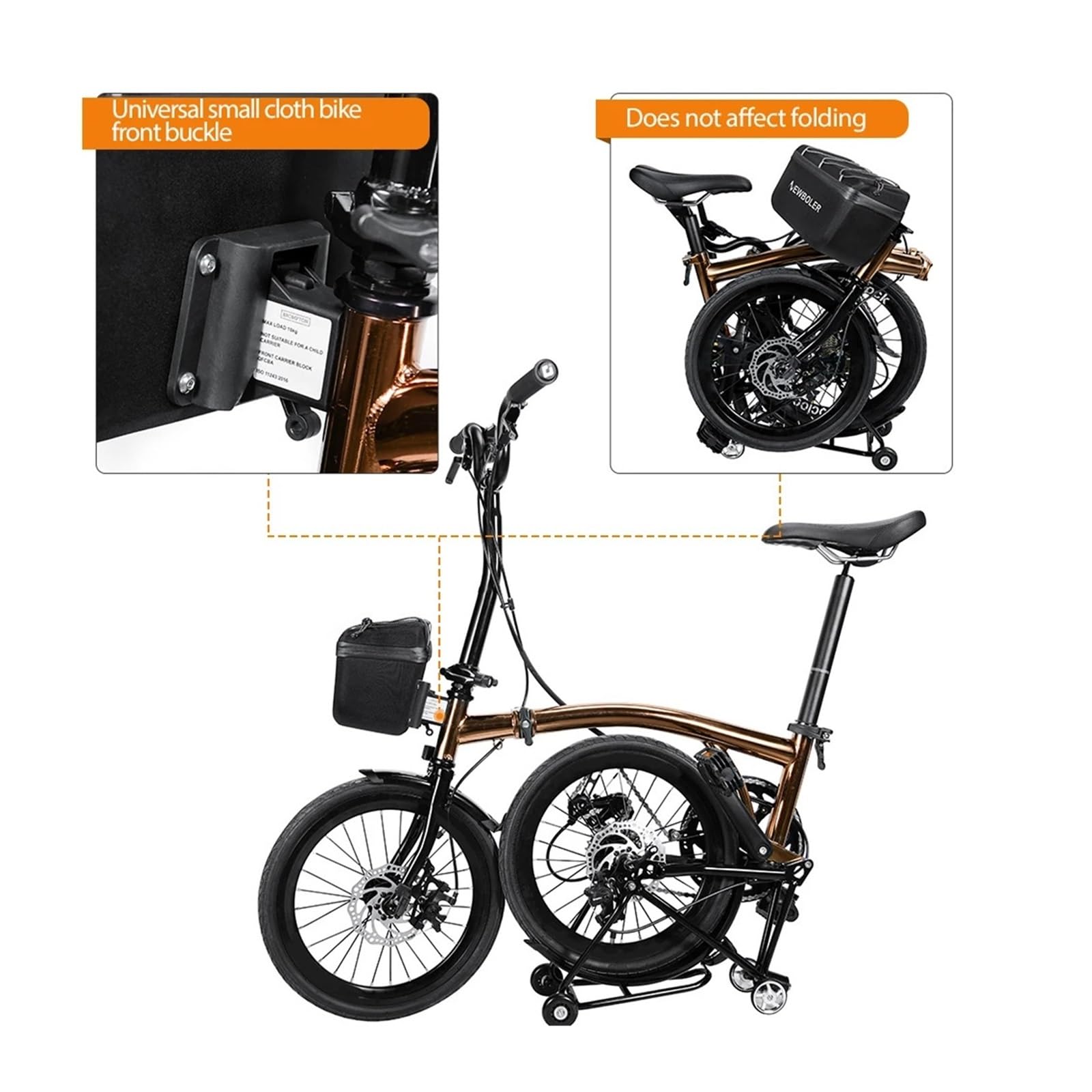 Borsa for bicicletta pieghevole multifunzionale da 1 pezzo da 5 litri | Trasporta oggetti for gli spostamenti quotidiani e i viaggi brevi in ​​bicicletta pieghevole.(BAG846-5L)