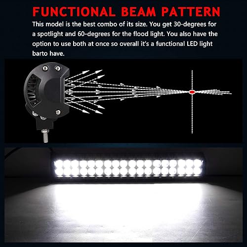 Miniatura 5 de AUXTINGS Barra de luz LED de 18 pulgadas de 108 W, luz de trabajo LED todoterreno con kit de arnés de cableado de 12 V 24 V para vehículos