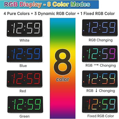 Miniatura 30 de Peakeep Reloj digital, reloj despertador alimentado por batería para dormitorios, esfera de espejo, números grandes, 6 atenuadores para personas Aqua