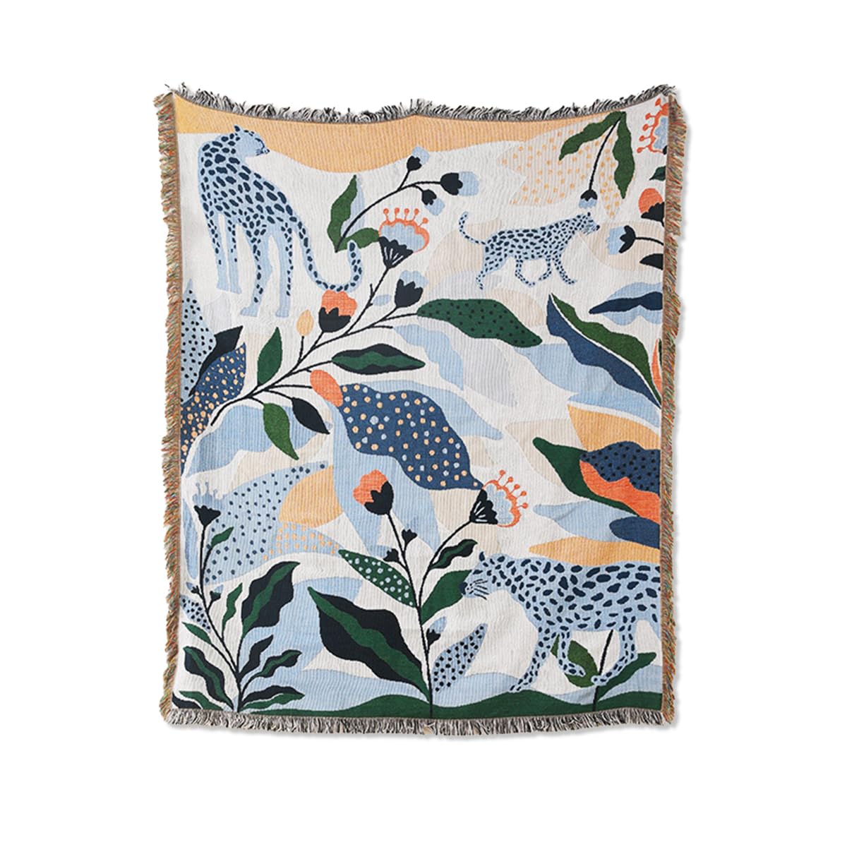 LumiSyne Doppelseitige Baumwolle Gewebt Decke Überwurf Mit Quaste Dschungel Böhmische Stil Wandteppich Kuscheldecke Dekorative Decke Für Bett Couch Sessel Camping Decken Tischdecke Teppich 160x130cm