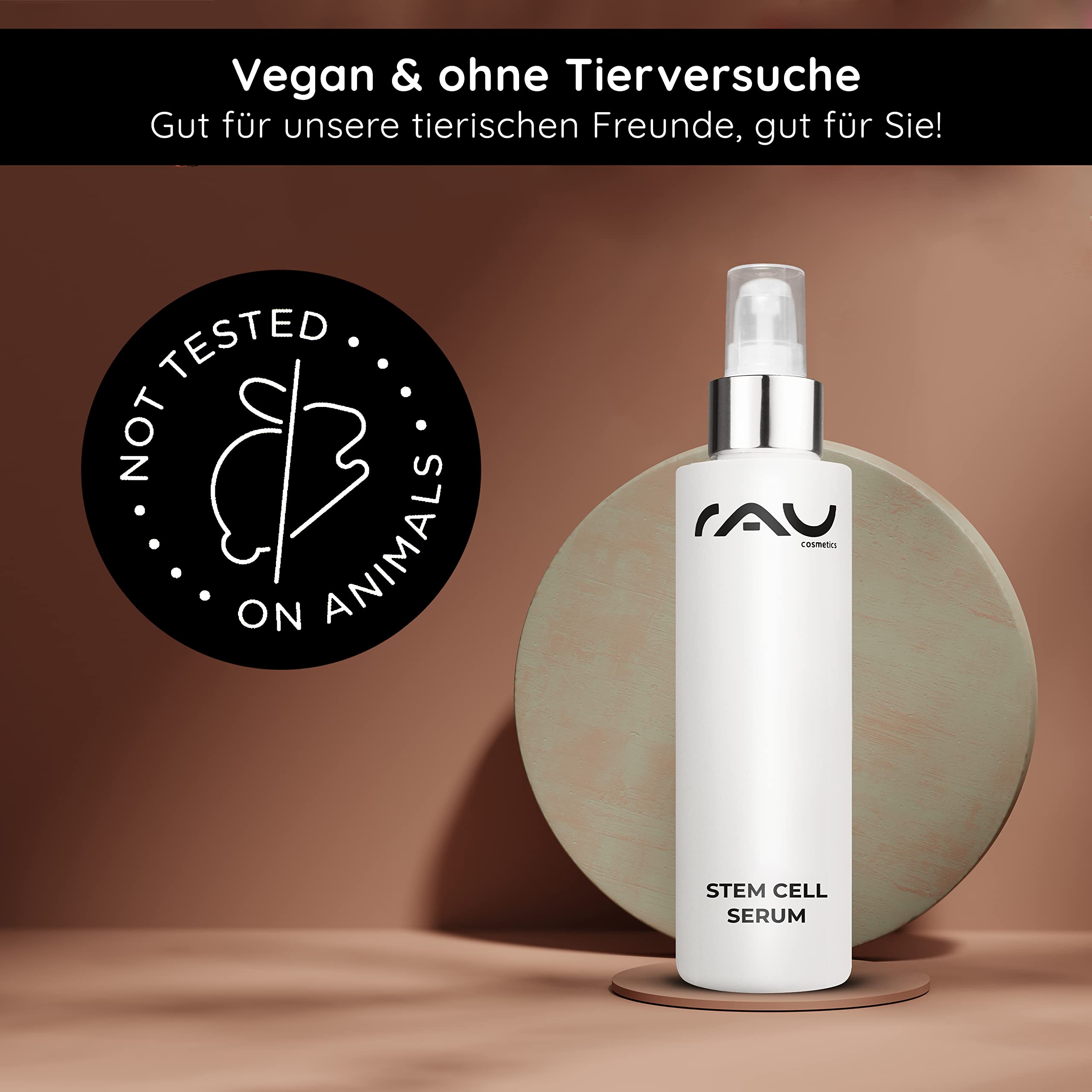 RAU Cosmetics Stem Cell Serum 100 ml - Anti-Aging Gesichtsserum mit Pflanzlichen Stammzellen, Panthenol & Jiaogulan - Intensiv Feuchtigkeitsspendend für Reife, Trockene & Empfindliche Haut | Pflanzliche Stammzellen, Panthenol & Jiaogulan, Feuchtigkeitspfl