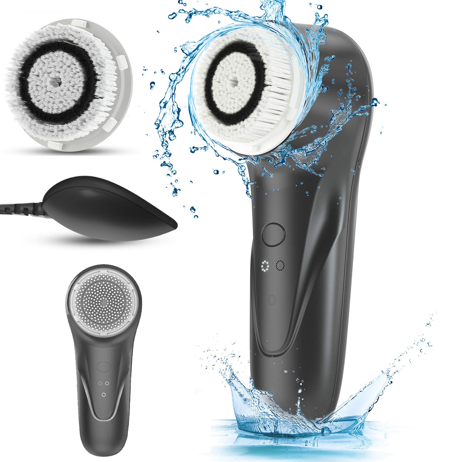 Facial Cleansing Brush Cleansing Professional Face Spa System for Exfoliating Remove Blackhead，IPX7 Waterproof Electric Vibrating Sonic Face Brush ，with 2 Mode,wireless induction Charger : Beauty & Personal Care
