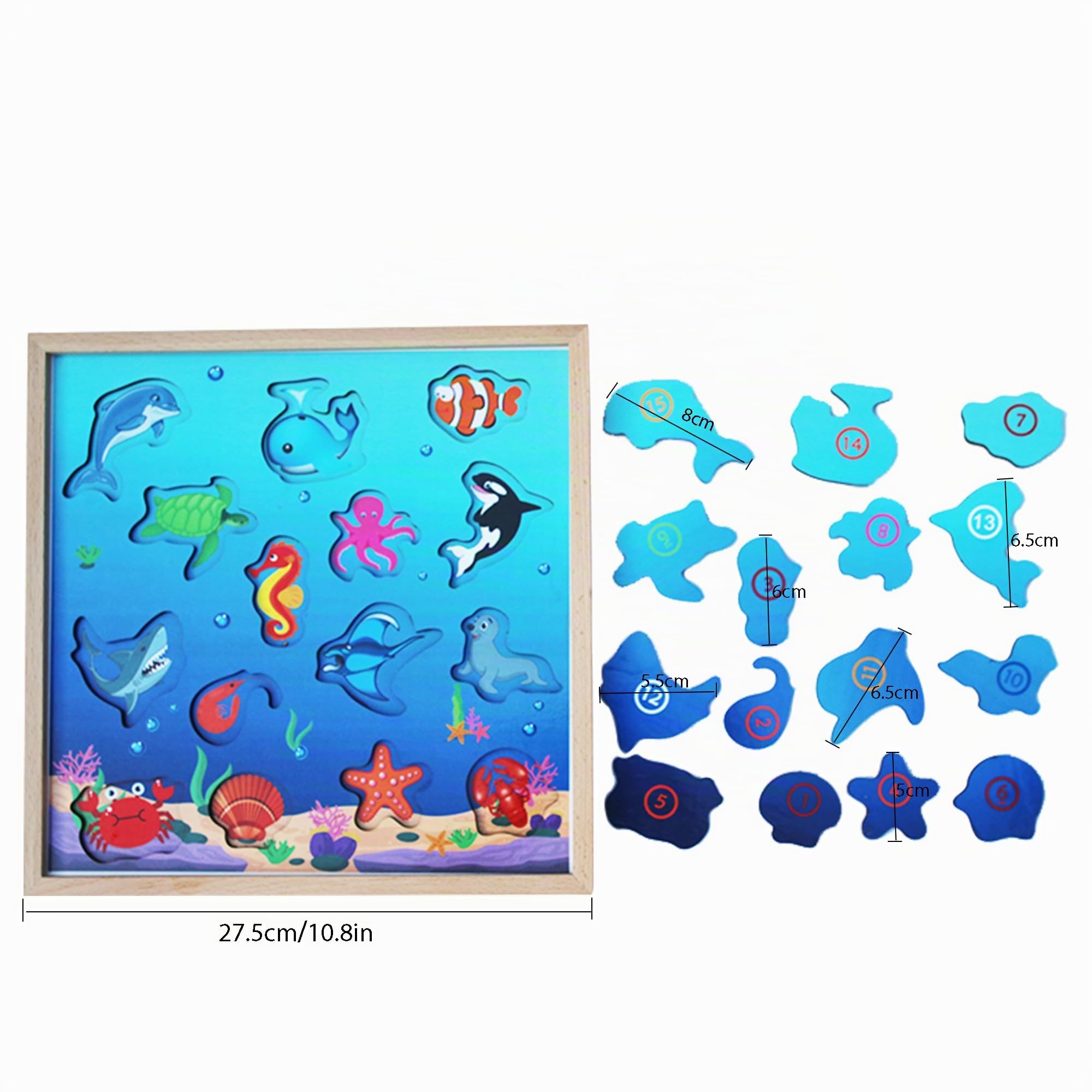 Jeu de pêche magnétique en bois Jeu de pôles à poisson Enfants Jouets éducatifs (Jouet de pêche Jeu de pêche magnétique en bois Jeu de pôles à poisson Enfants Jouets éducatifs (Jouet de pêche