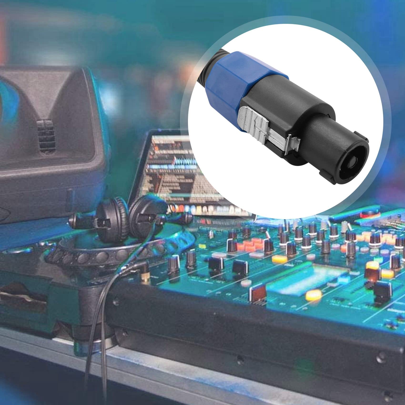 Paquet de 2 Câbles Mâles Speakon de 25 Pieds Vers Speakon, de Câble de Haut-Parleur DJ de Calibre 12 AWG Professionnel avec de Verrouillage