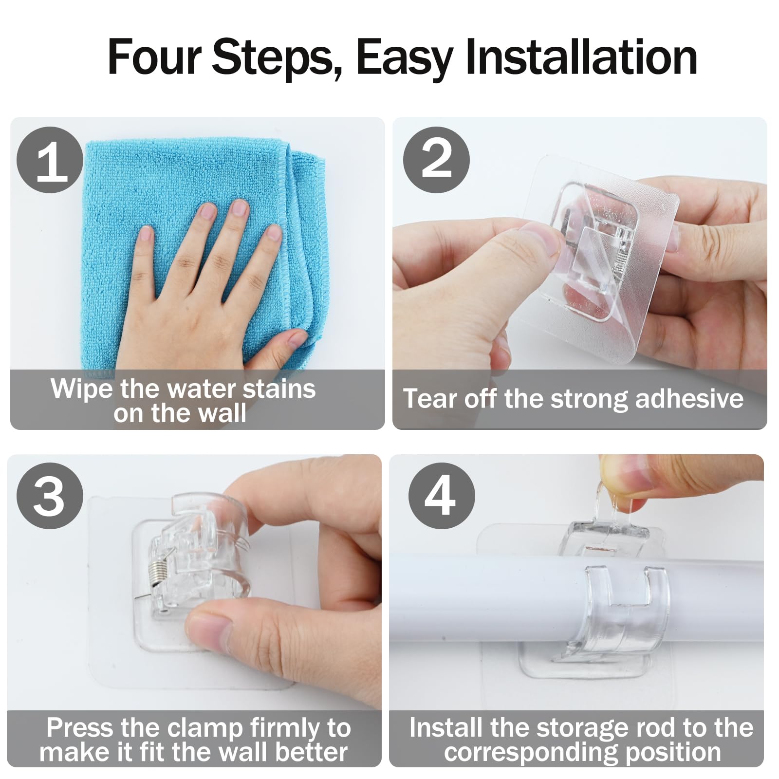 20 Ganci Adesivi Per Tende Trasparenti - Senza Bucare Pareti | Per Casa, Bagno E Hotel - Foto 2