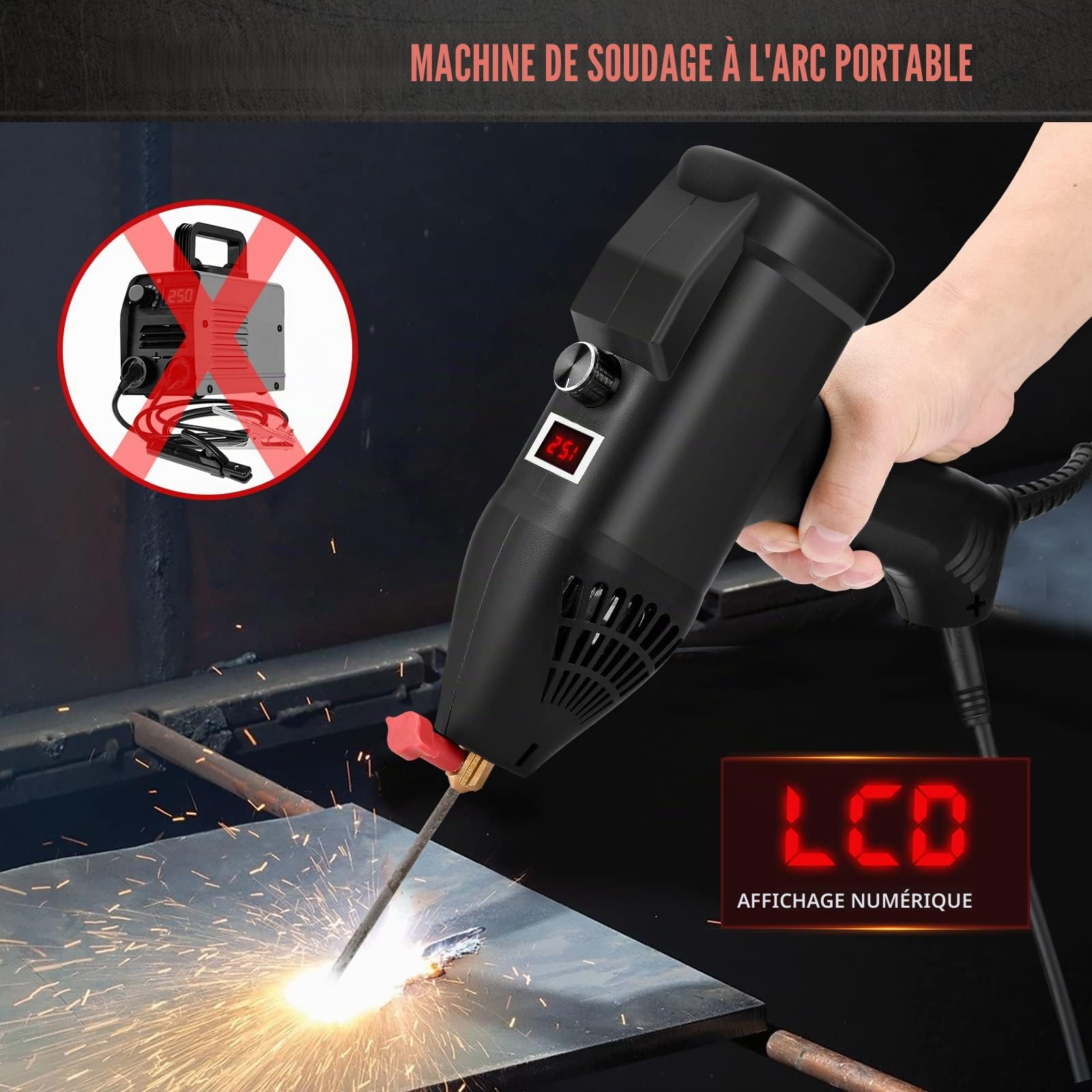 MMA Poste a souder, ARC Machine à souder IGBT, 140A Portable Poste à souder,Affichage Digital LCD Souder,1.5 kg 220V/3000W ARC Poste à Souder