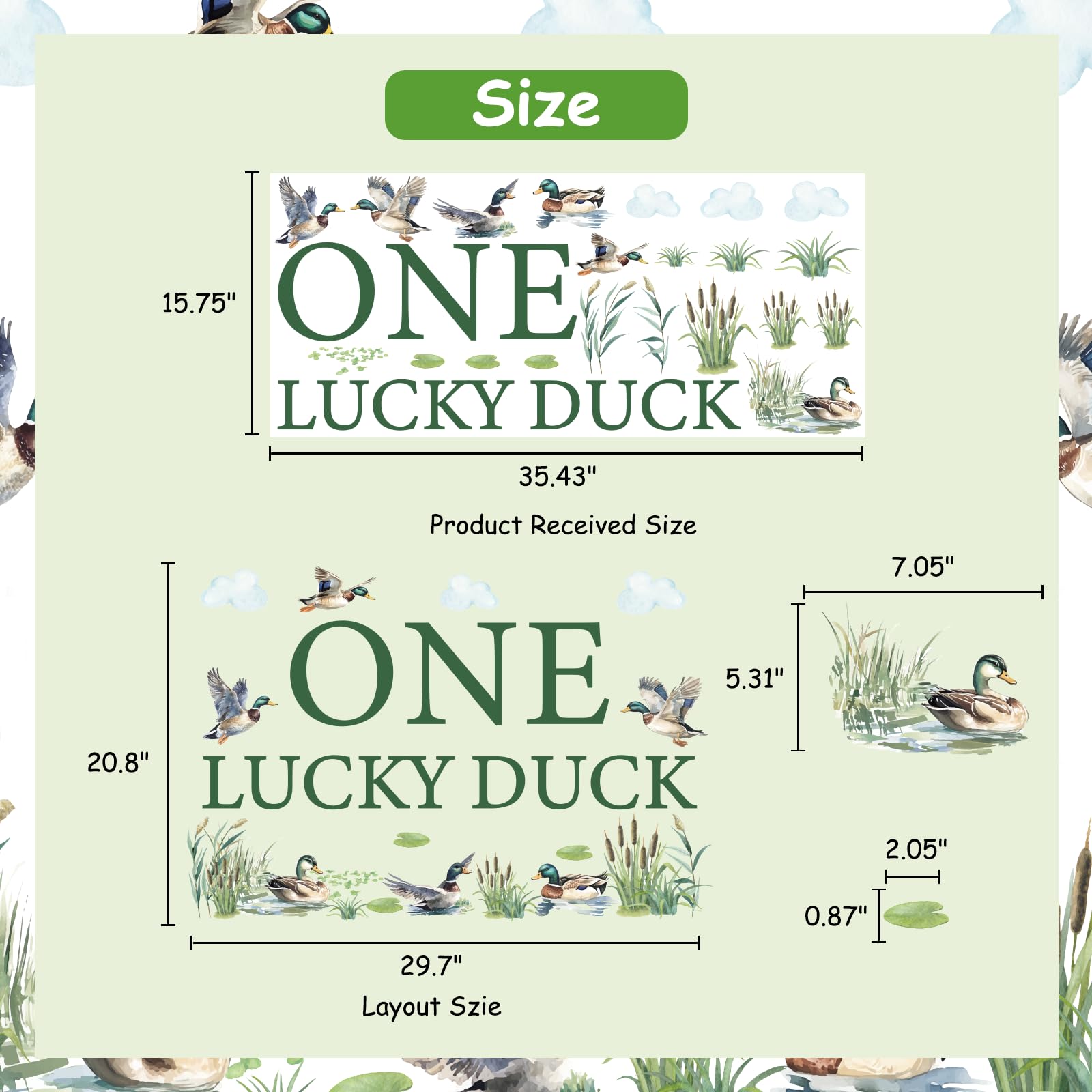 One Lucky Duck Wall Decal - First Birthday Party Decor, Duck Hunter Theme, Peel & Stick Sign - View #3