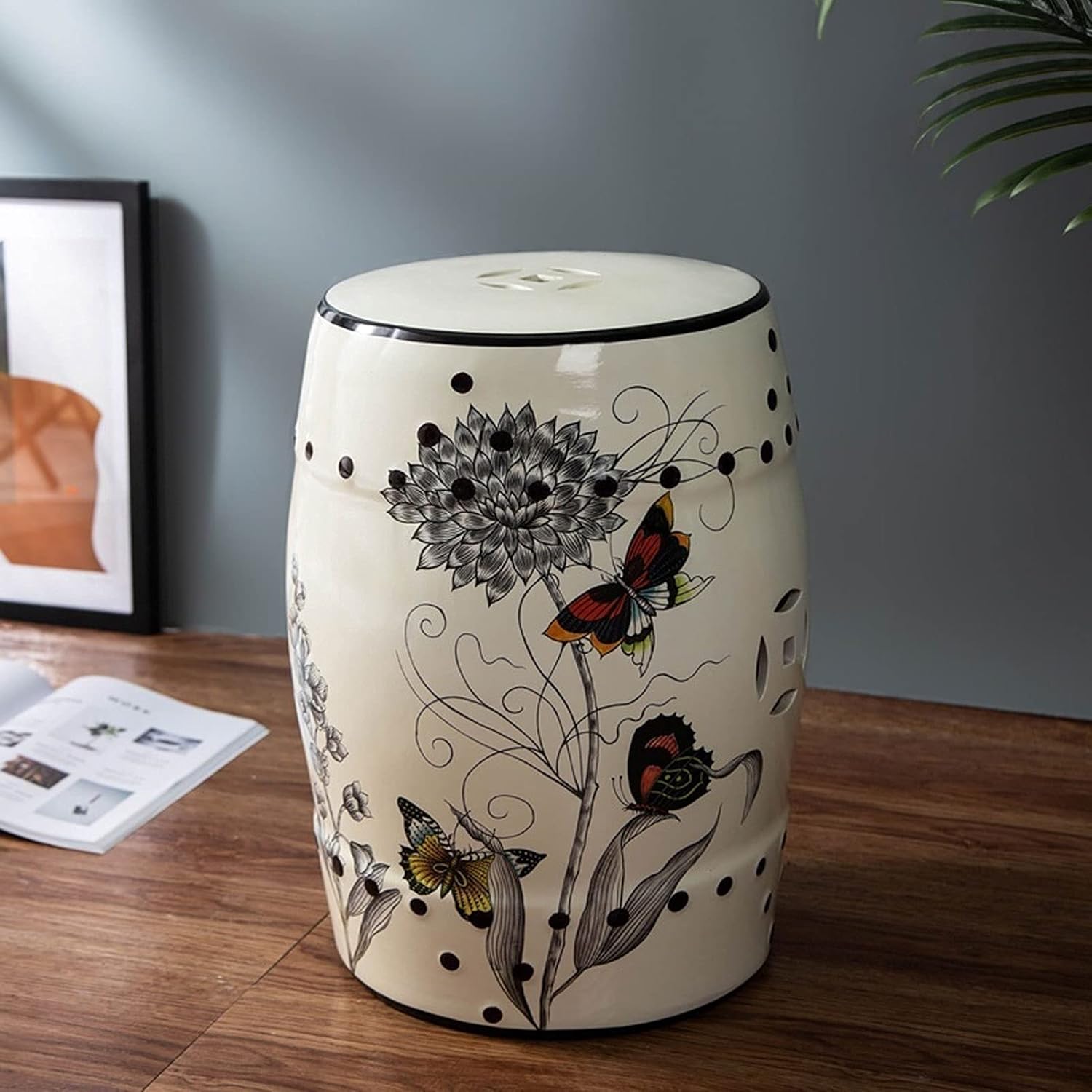 Decorative Stool,Outdoor Stool, Outdoor Ceramic Drum Stools, Garden Decorative Stools, Household Stools, Portable Tables, Living Room Decorations, Used in A Variety of Indoor and Outdoor Occasions