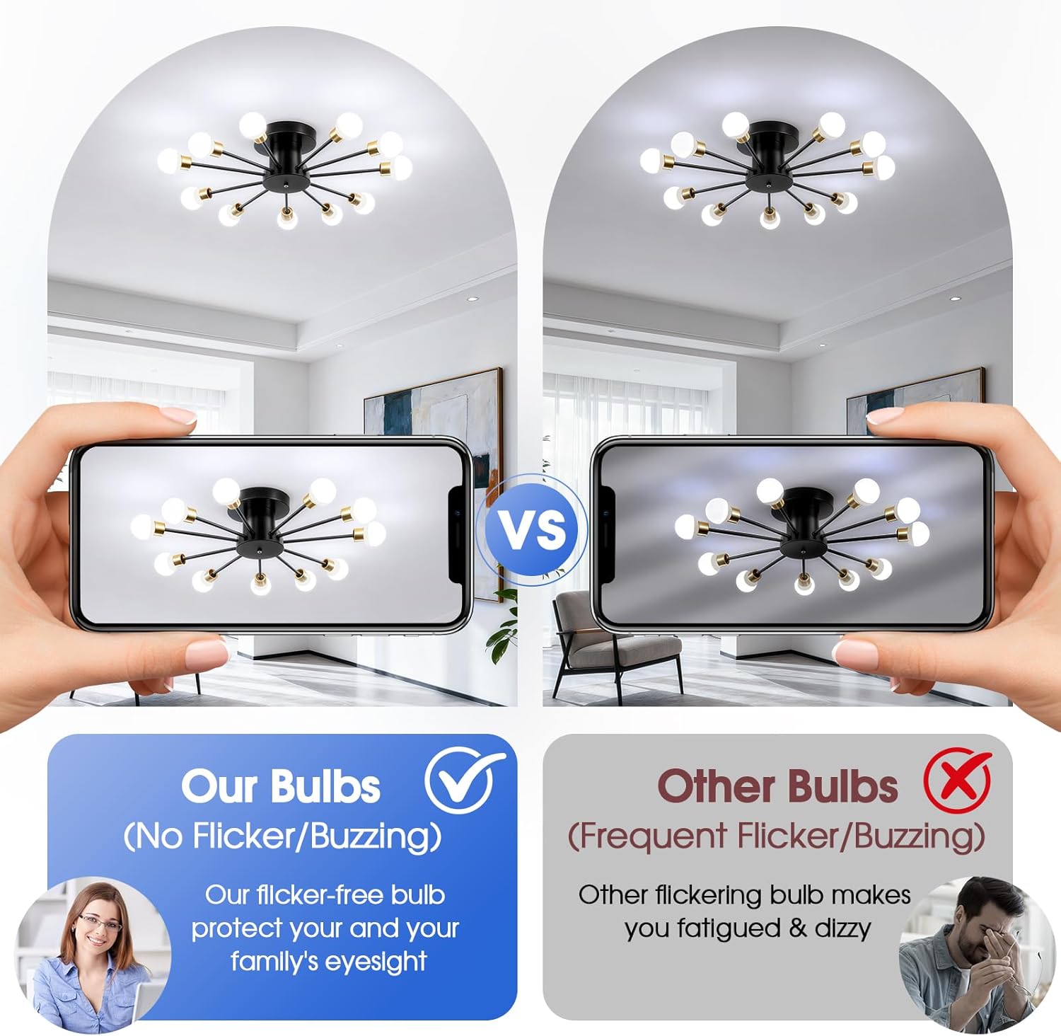 GGOYING E12 LED Candelabra Bulbs 60W Equivalent, 600LM Daylight White 5000K Ceiling Fan Bulbs, 85+ CRI Non-Dimmable Chandelier Candle Base Light Bulbs, 24-Pack