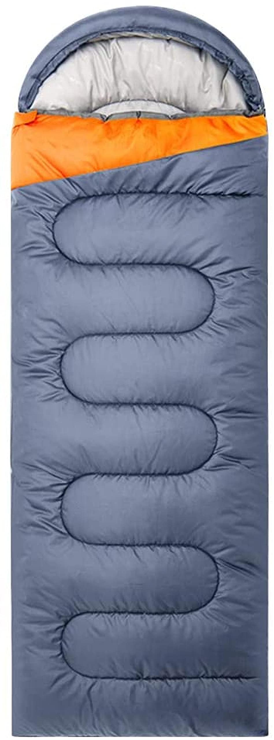 Sacco a Pelo Ultra Caldo Leggero Sacchi a Pelo per Adulti Autunno Inverno con Sacco a Compressione Indoor Outdoor (Grigio Arancione)