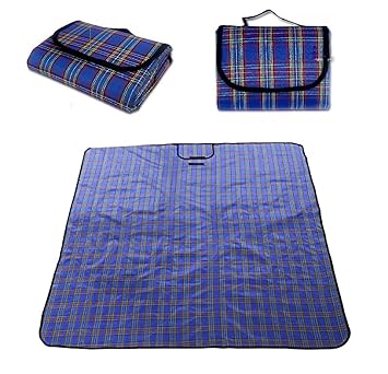 Inditradition Polyester Picnic Mat, Camping & Outdoor Foldable Sleeping Mat | Waterproof, 6 x 6 Feet (Blue)