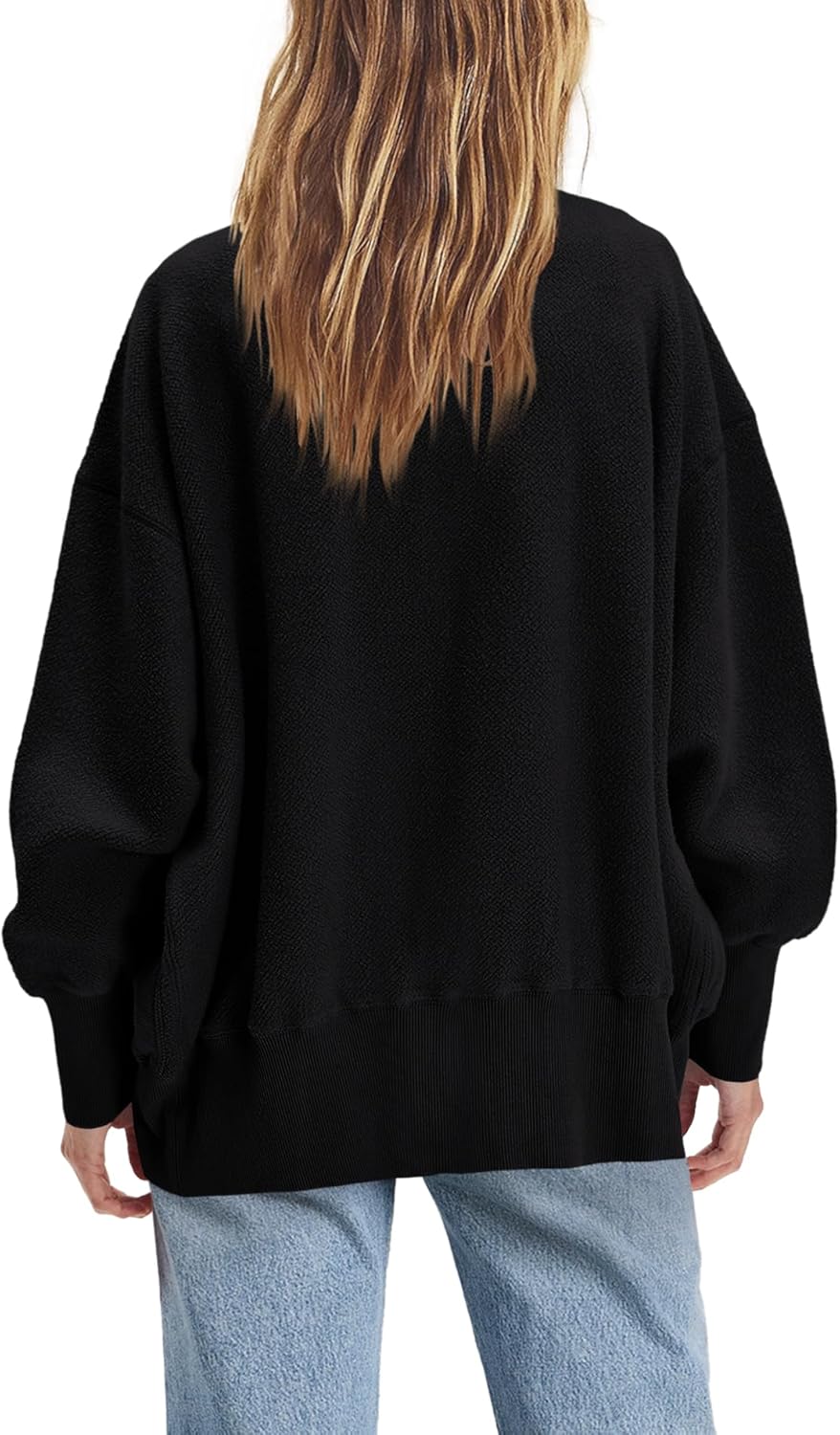 ReachMe Womens Fall Oversized Sweatshirt Cardigan Button up Lightweight Cardigan Long Sleeve Open Front Jacket with Pockets - Image 8