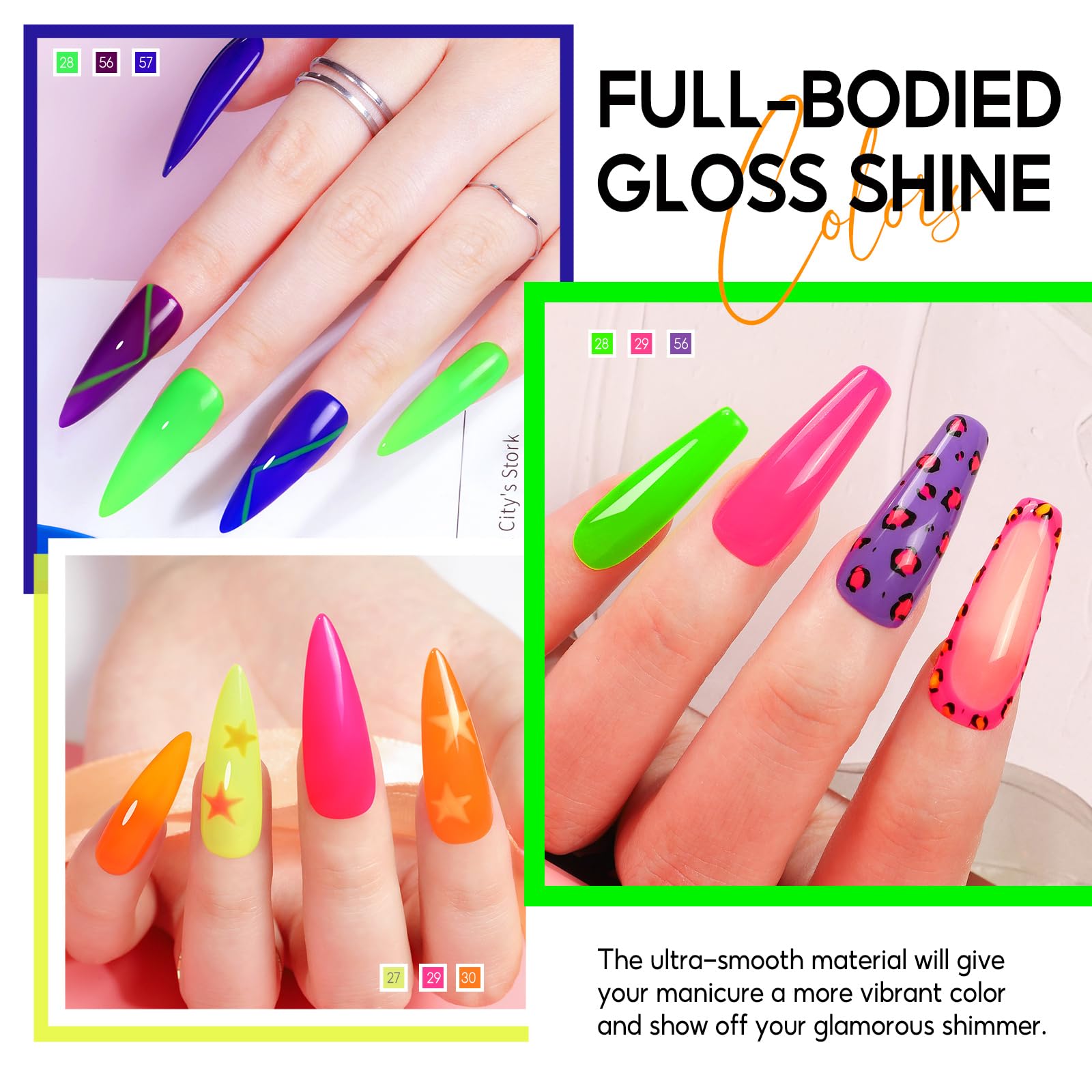 PEACECOLOR Vernis Semi Permanent Néon 10ML, 6 Couleurs Rose Orange Jaune Vert Bleu Pourpre Vernis Gel UV Semi Permanent Soak Off Gel Ongle Nail Art Manucure Cadeaux pour Femmes