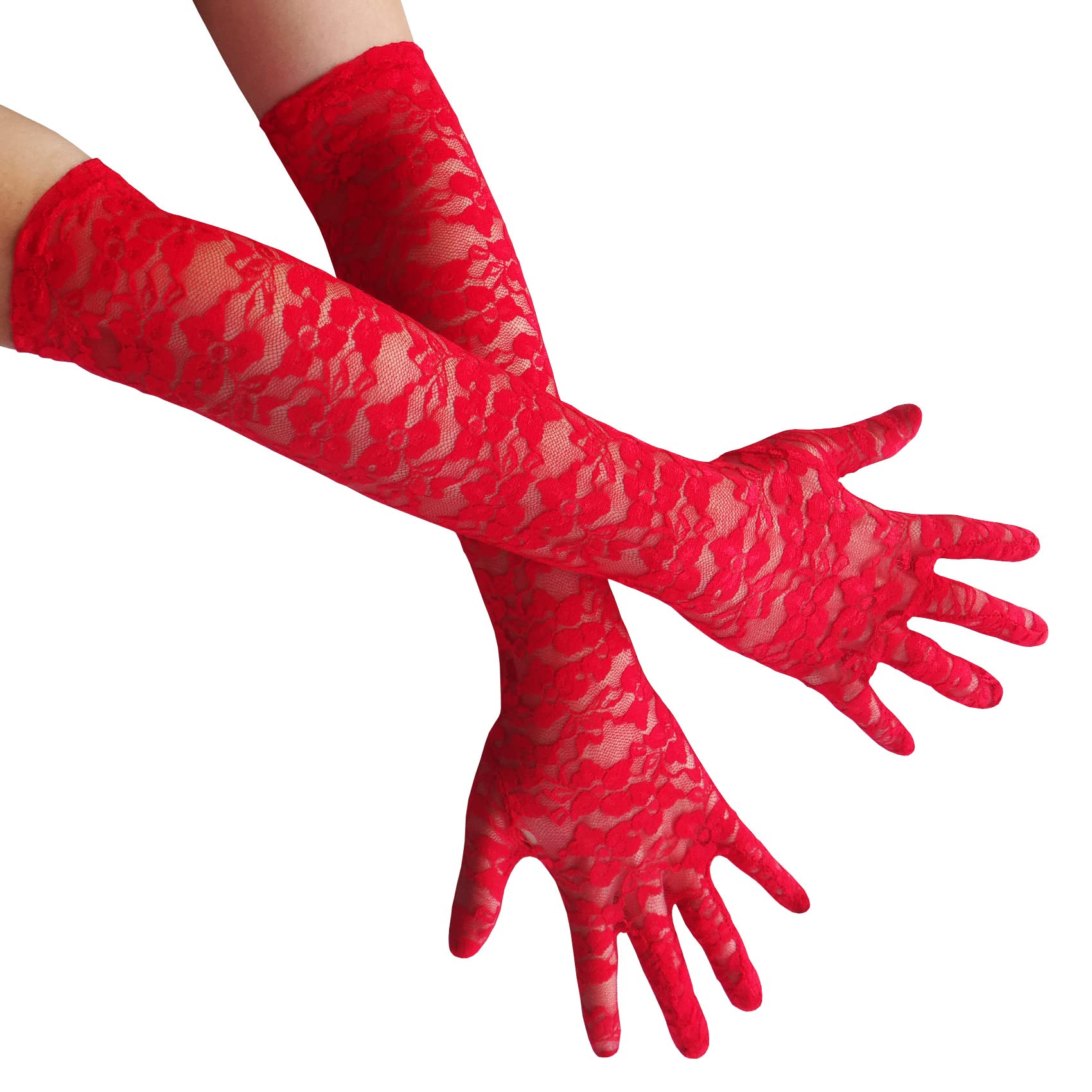 SYAYA Long Lace Party Gloves for Women, 1920s 20s Mesh Gloves Elbow Length for Bridal Evening Dress & Wedding & Dance WM-L-G2