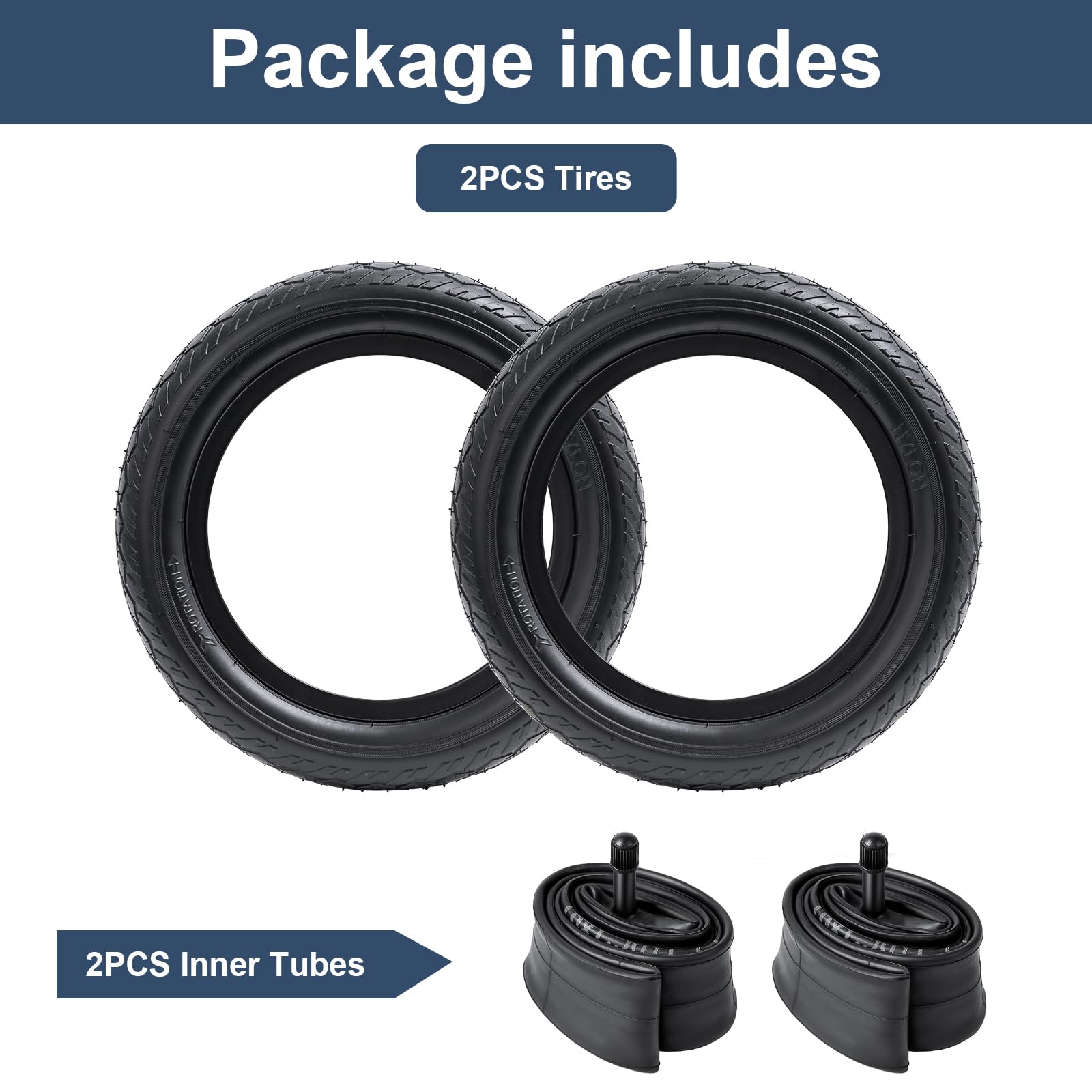 YunSCM 2Pcs 12 Zoll Fahrradreifen 12x2.0 Mantel 50-203 und 2Pcs 12/12.5 Zoll Schlauch SV/AV32mm Ventil kompatibel Stadt/Straße /12 x 2.0 Reifen und schlauche