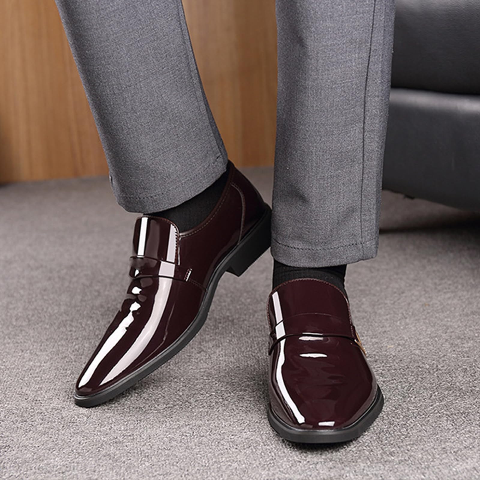 Scarpe da Mocassini da Uomo a Punta Senza Lacci | in pelle, eleganti, antiscivolo, feste, nozze, formali, ufficio, Oxford, feste, all'aperto