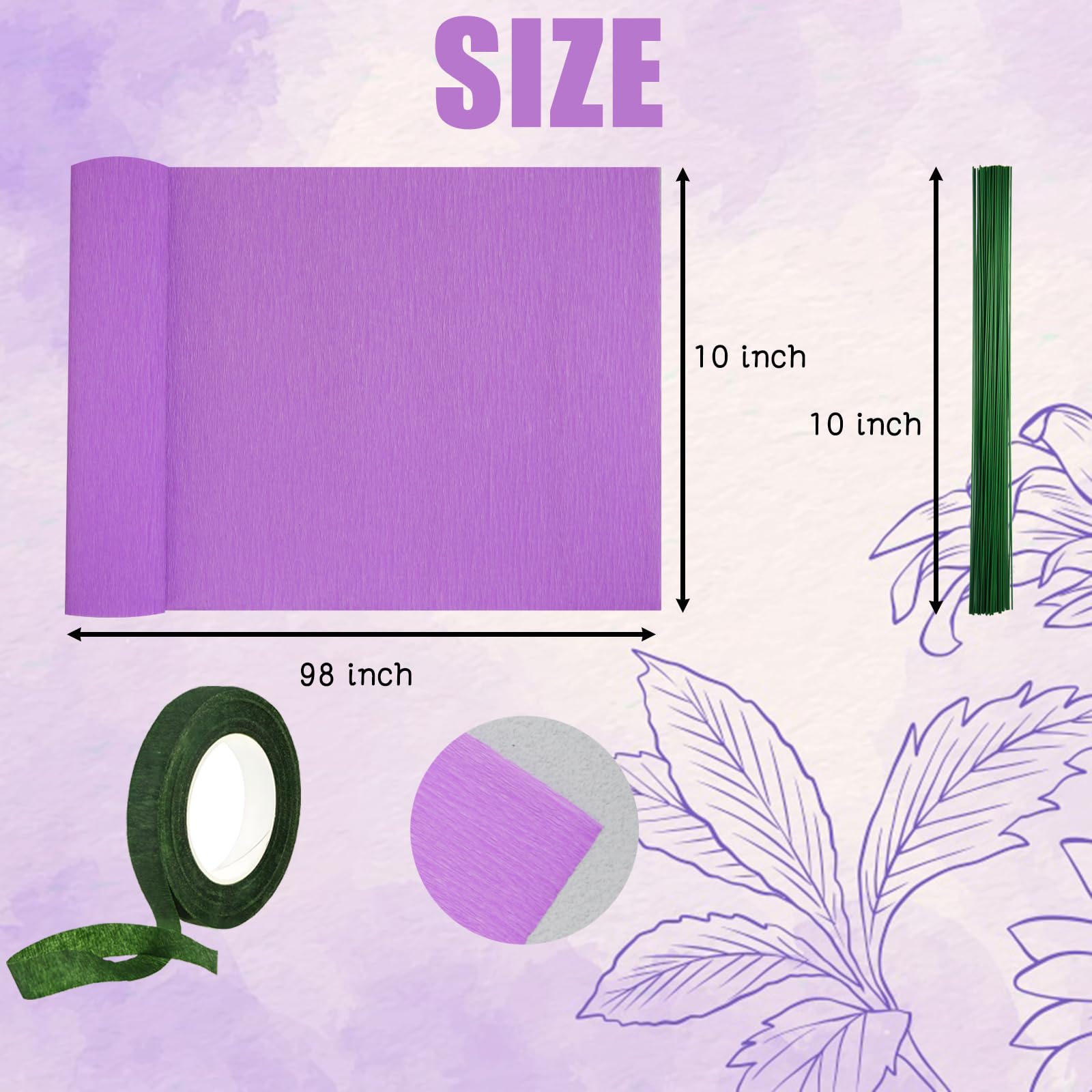 yeencheer Crepe Paper Streamers 6 Rolls, 10 x 98Inch 6 Purple&Pink Colors Crepe Paper Sheets for DIY Gift Colourful Paper Flower Wrapping Paper Crafts Birthday Wedding Holiday Party Decorations