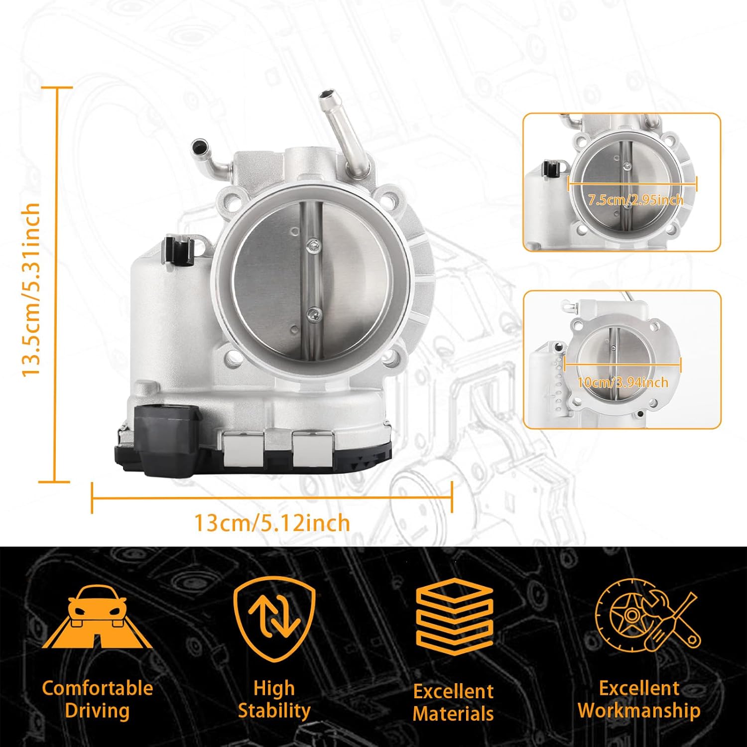 Electronic Throttle Body Assembly Fit for Hyundai Santa Fe Sport Sonata Tucson Kia Optima Sorento Sportage 2.4L L4, Replace Part # S20448 67-9012 351002G700