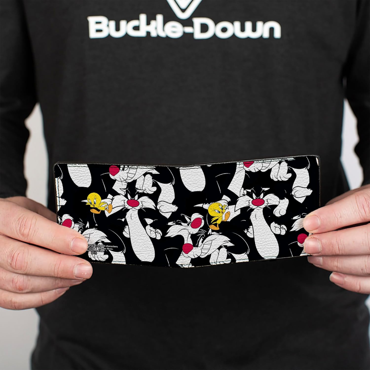 Buckle-Down Men's Looney Tunes Wallet, Bifold, Sylvester and Tweety Poses Scattered Black, Vegan Leather, Multicolor, Standard Size - Image 4