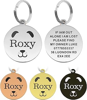 Personalised Dog Tag Collars for Dogs Cats Pets ID Tags Engraved Dog Name Tag Custom Pet Collar for Dog Cat Puppy Kitty (Silver S)