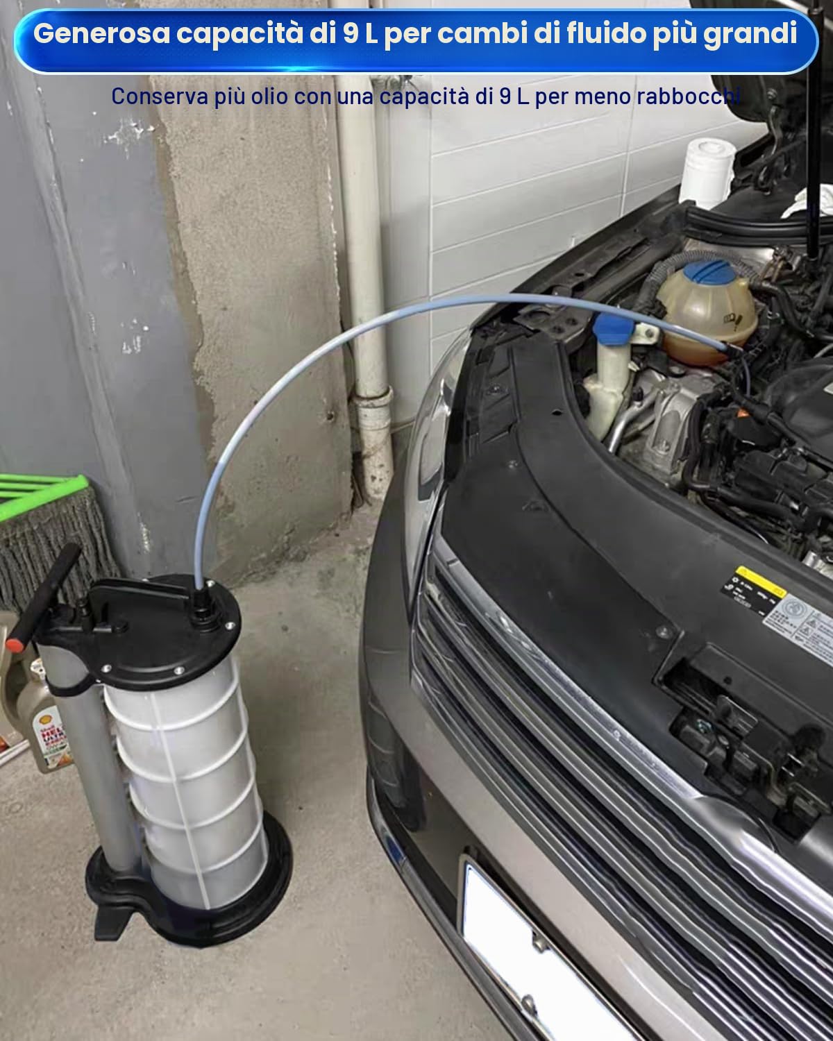ATPEAM Pompa Manuale 9L Aspira Olio Motore Auto e Moto, Aspiratore Olio per Cambio Olio Motore Universale