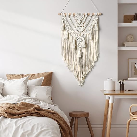 Dremisland Macrame Wall Hanging Boho Geometric Woven Tapestry Wall Decor